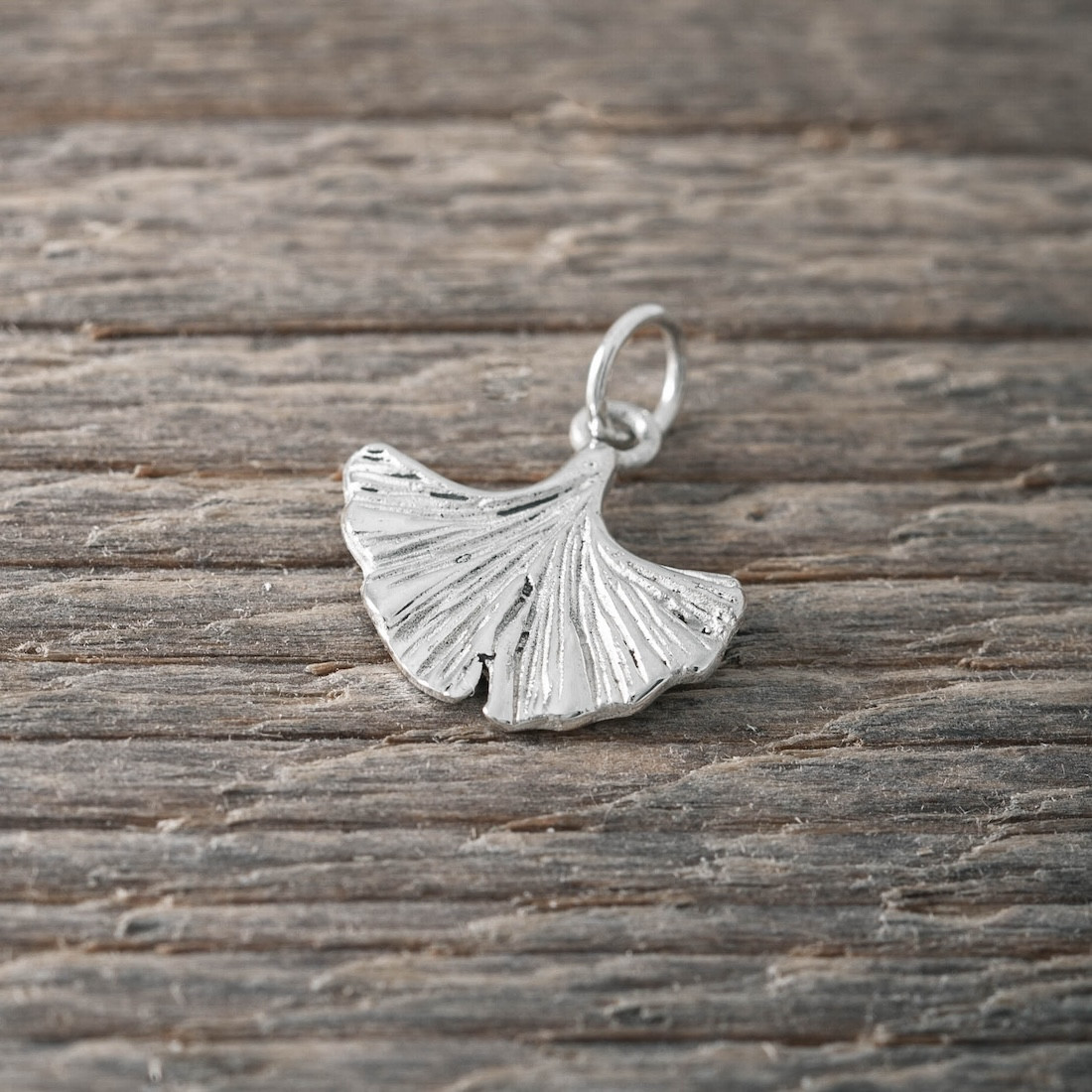 Silver pendant Ginkgo leaf
