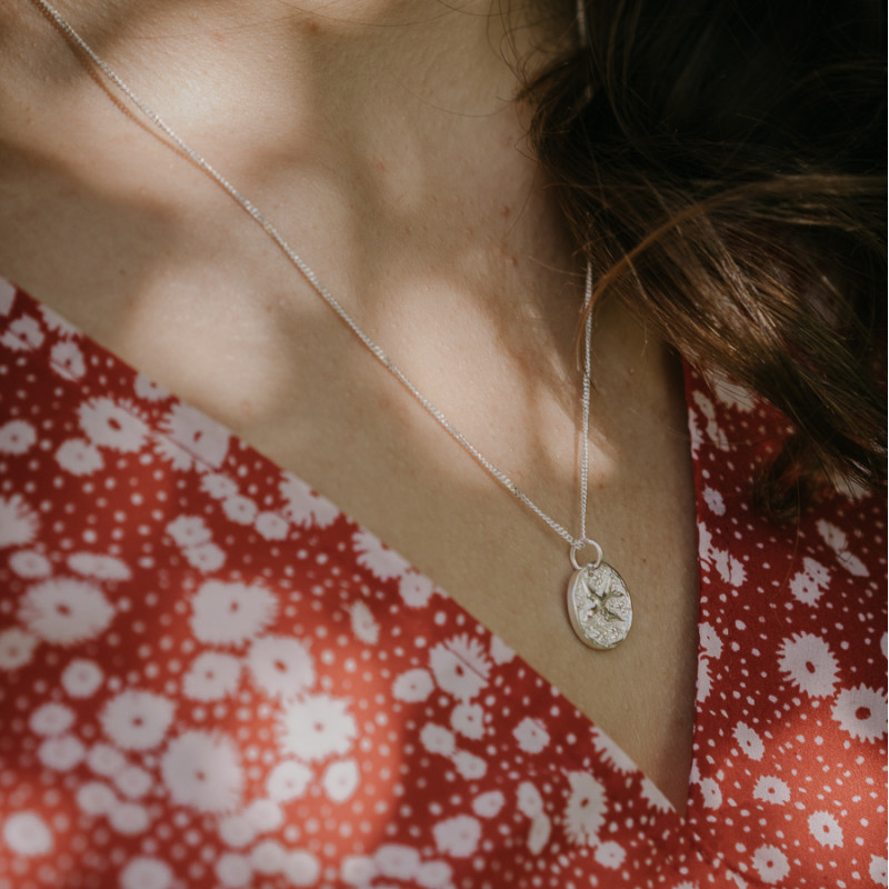 Silver necklace lucky coin swallow