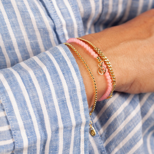 Gold bracelet Rose quartz Peace
