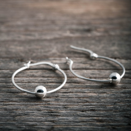 Silver hoops with a 5mm silver bead