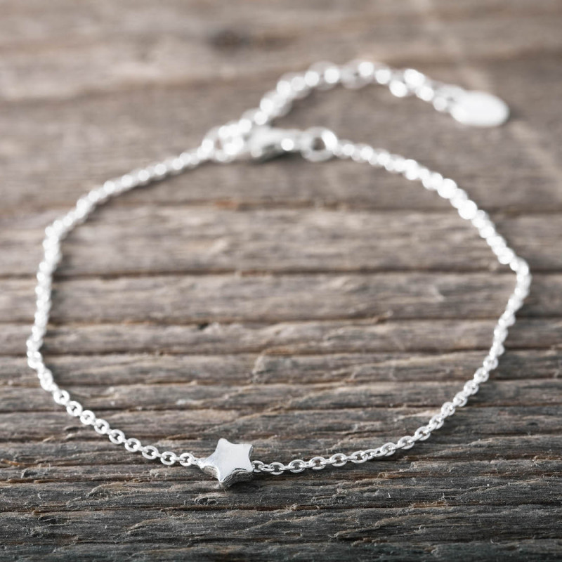 Silver anklet small star