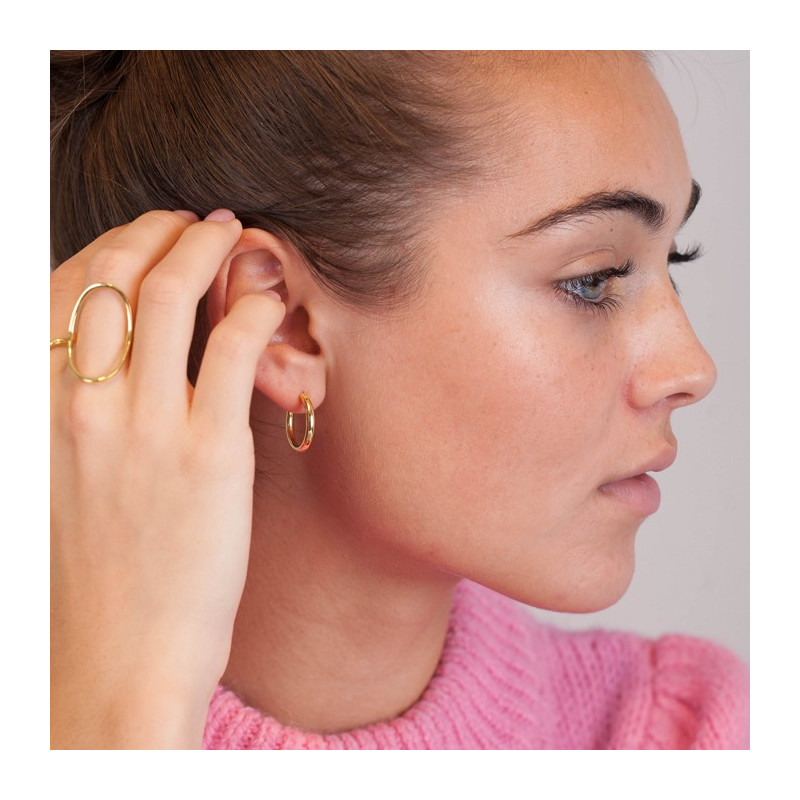 Gold earrings chunky creole 20mm