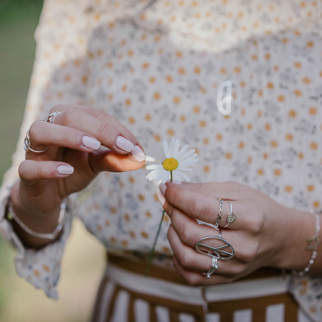 Silverring stor peace-oval