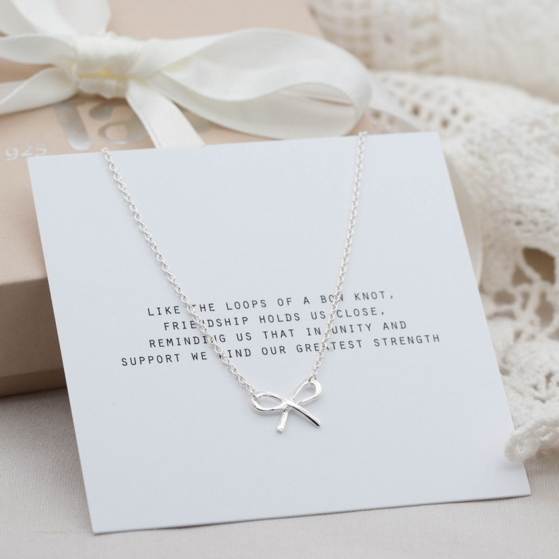 Silver necklace small bow