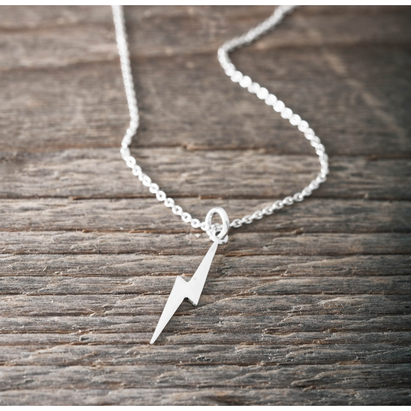 Silver Necklace -Lightning Bolt