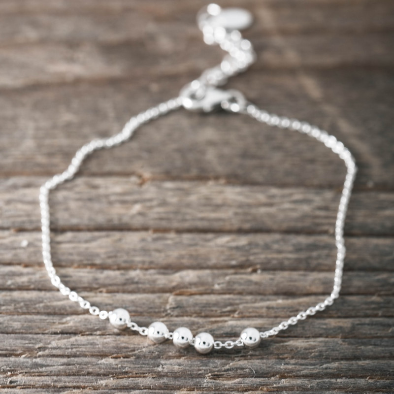 Silver Bracelet - Movable silver beads