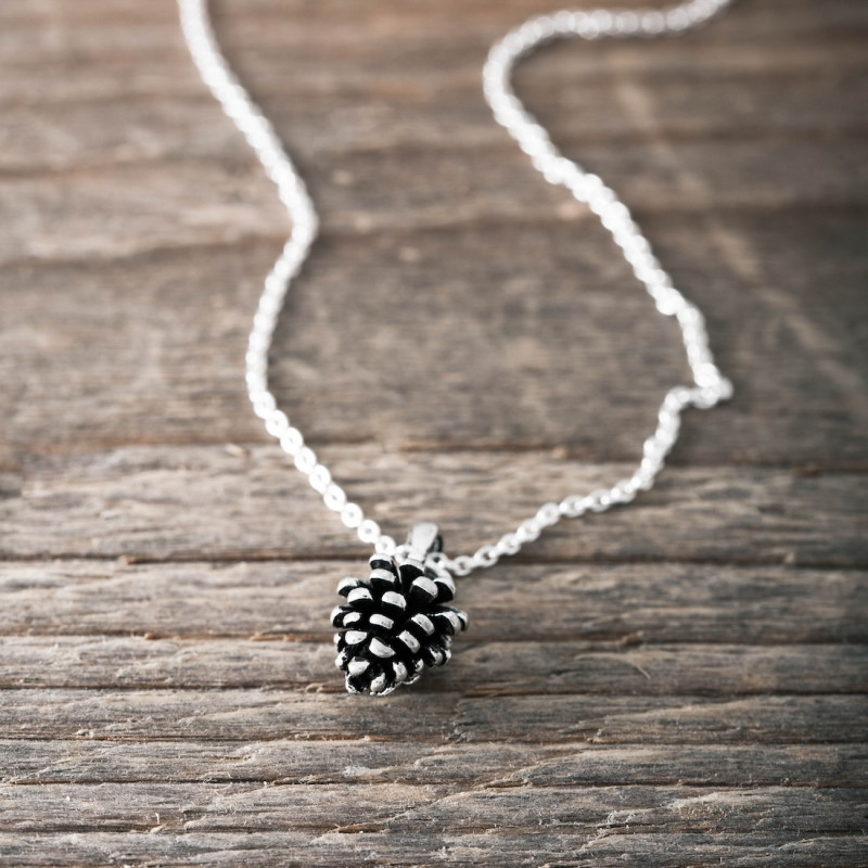 Silver Necklace -Pine Cone