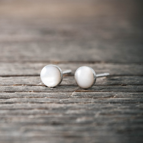 Silver Earrings  -White Moonstone