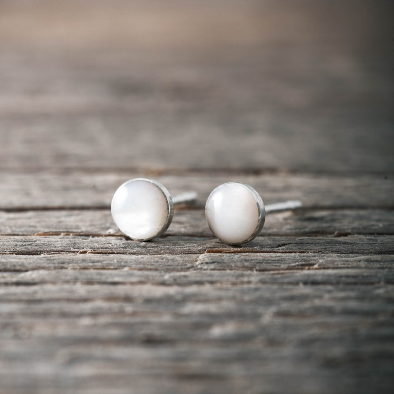Silver Earrings -White Moonstone