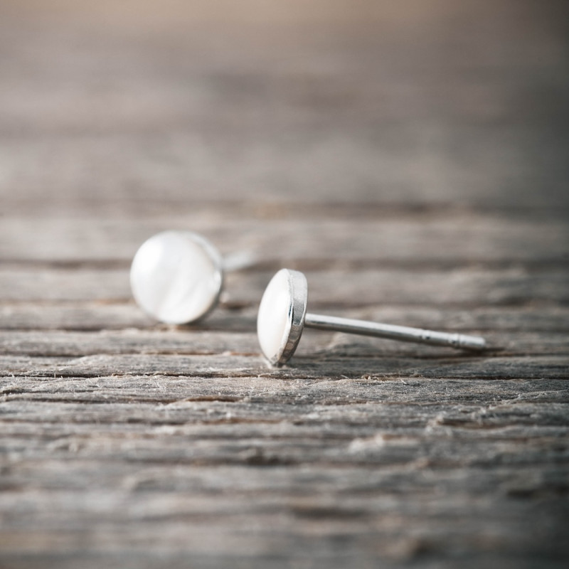 Silver Earrings -White Moonstone