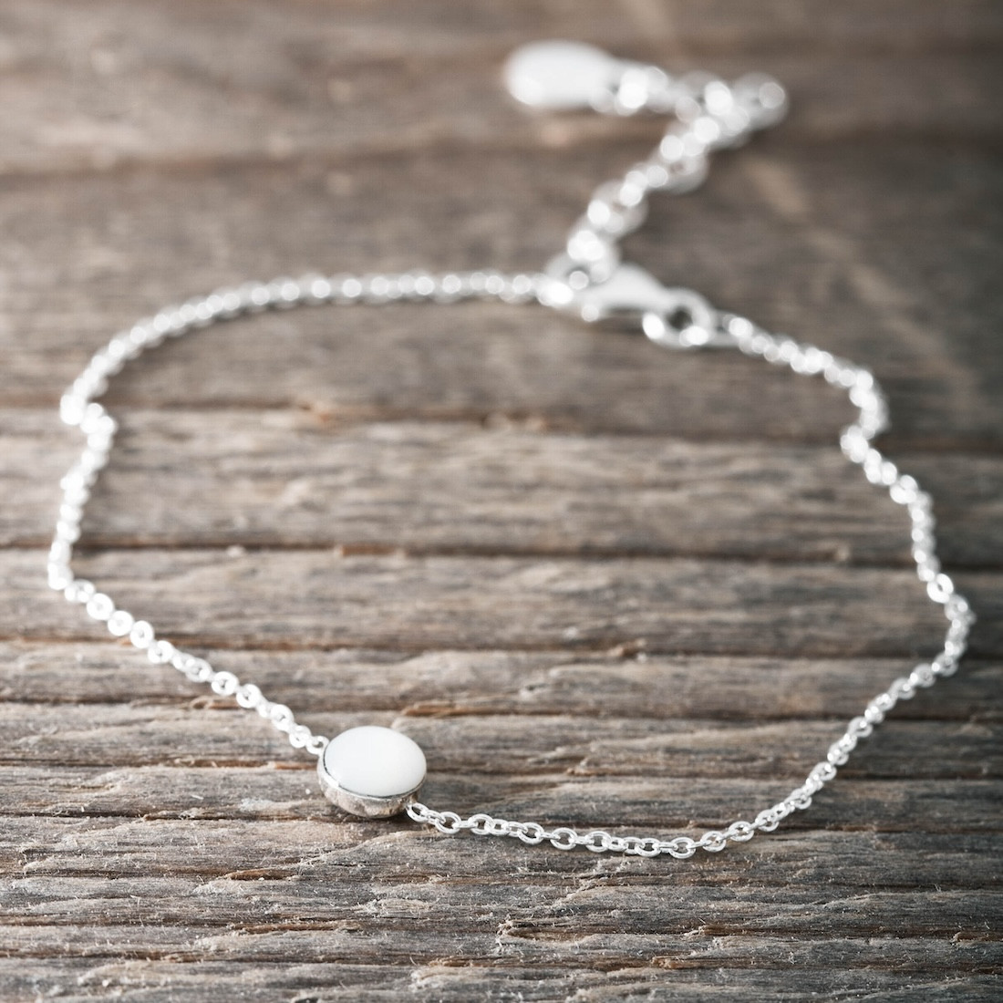 Silverarmband Vit månsten