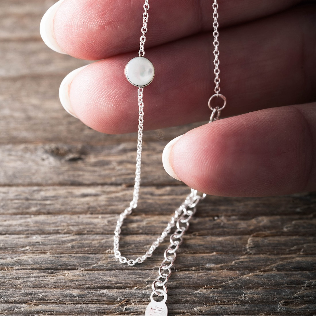 Silverarmband Vit månsten