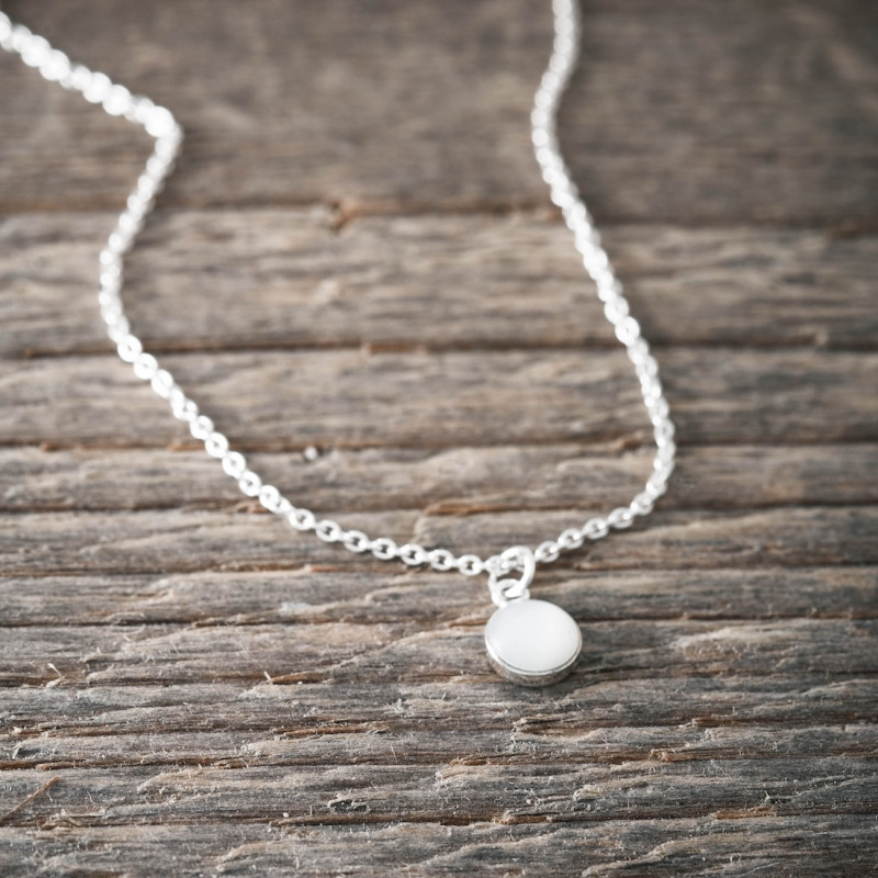 Silver Necklace -White Moonstone