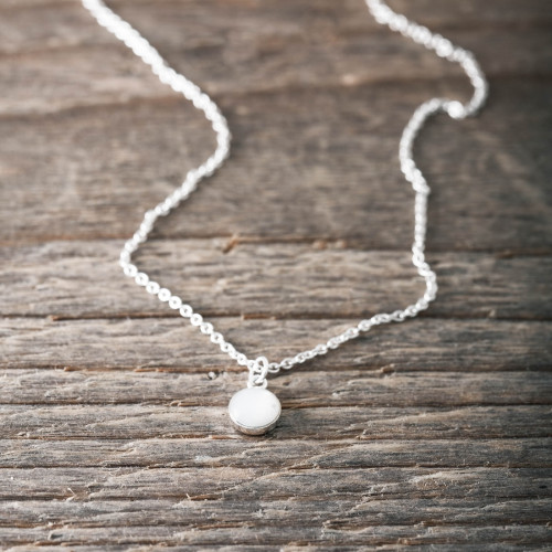 Silver Necklace -White Moonstone