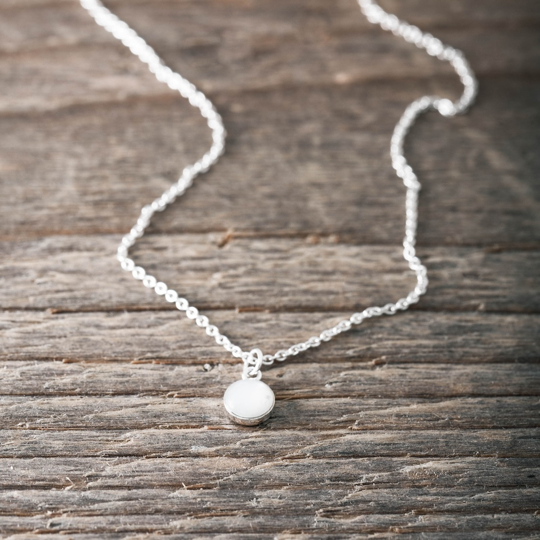 Silver Necklace -White Moonstone