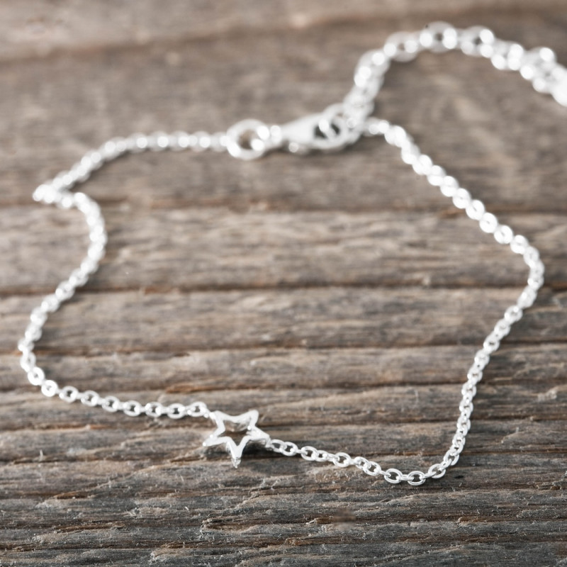 Silver Bracelet -Small Open Star