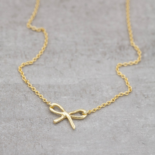 Gold necklace small bow