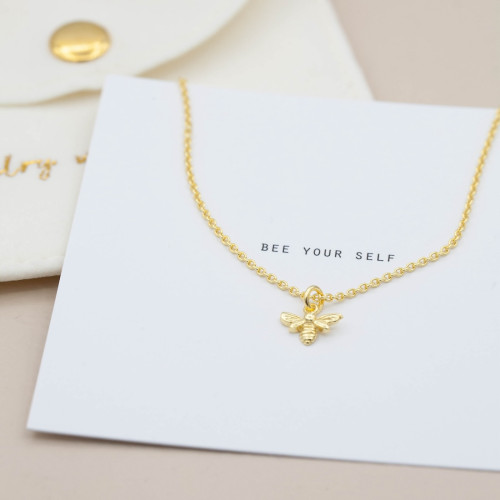 Gold necklace bee your self