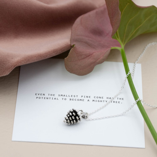 Silver Necklace -Pine Cone
