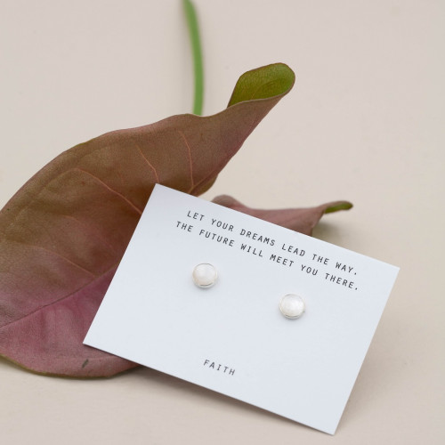 Silver Earrings  -White Moonstone