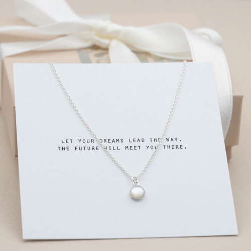 Silver Necklace -White Moonstone