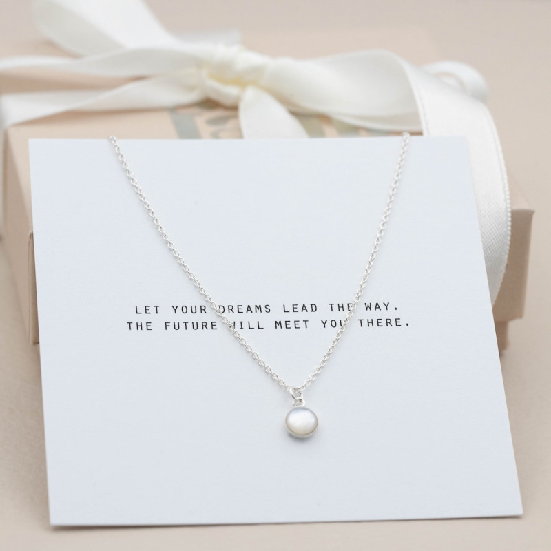 Silver Necklace -White Moonstone