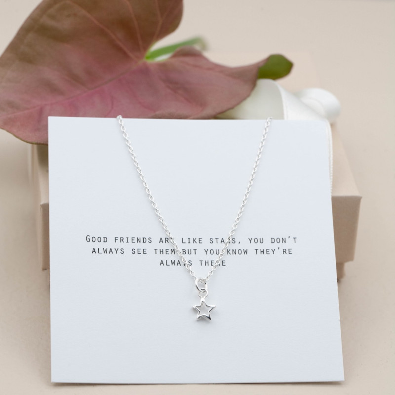 Silver Necklace – Small Open Star