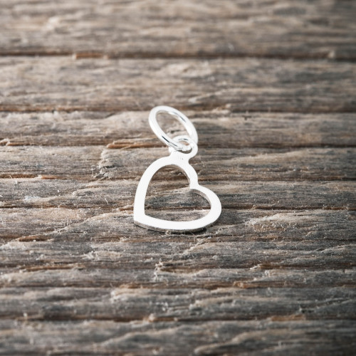 Silver charm open heart