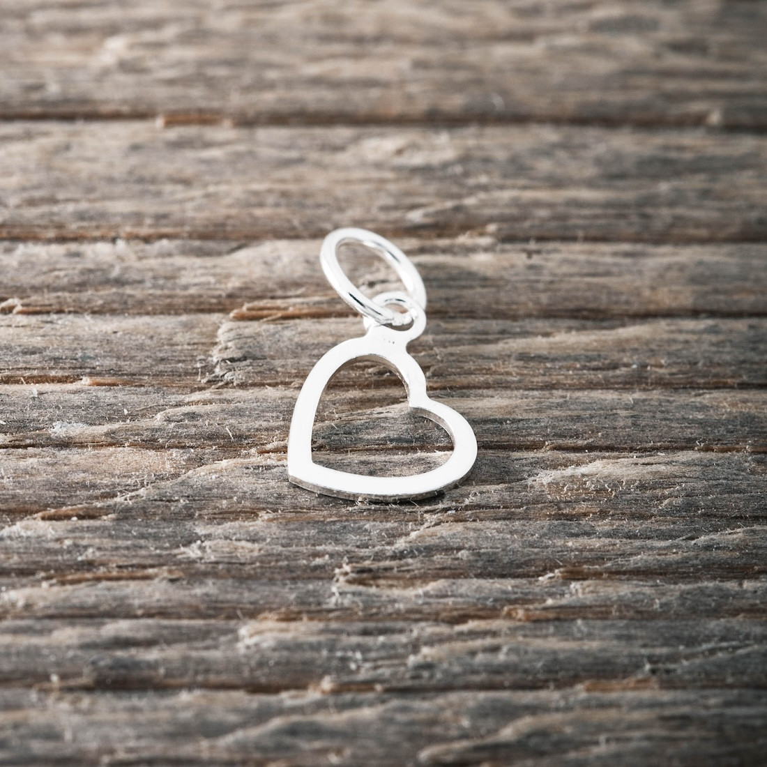 Silver charm open heart