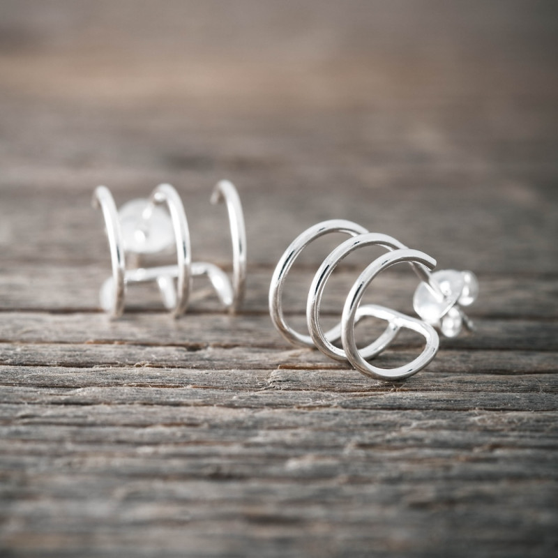 Silver earrings 3 in 1