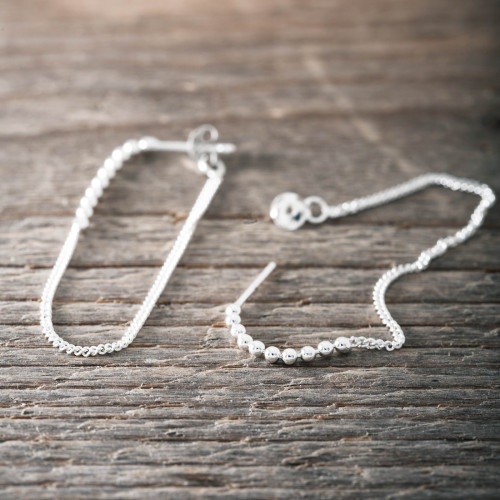 Silver Earrings -Dangling Silver Chain