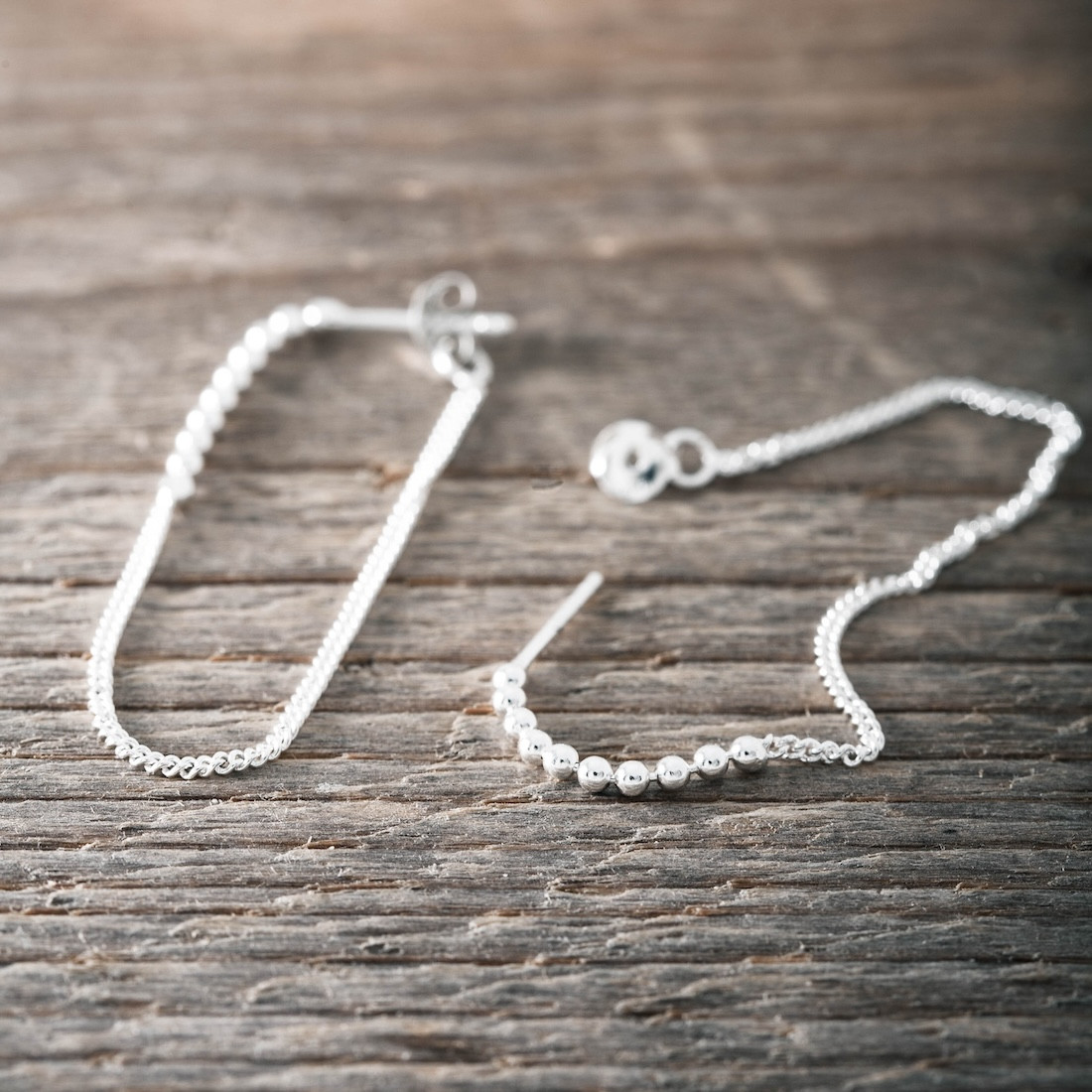 Silver Earrings -Dangling Silver Chain