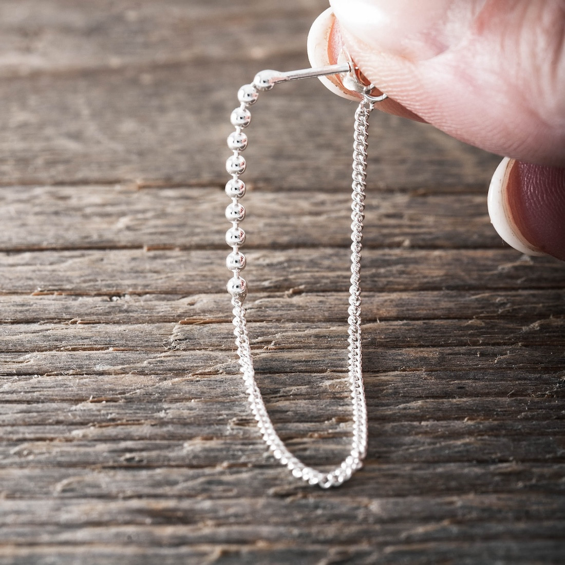 Silver Earrings -Dangling Silver Chain