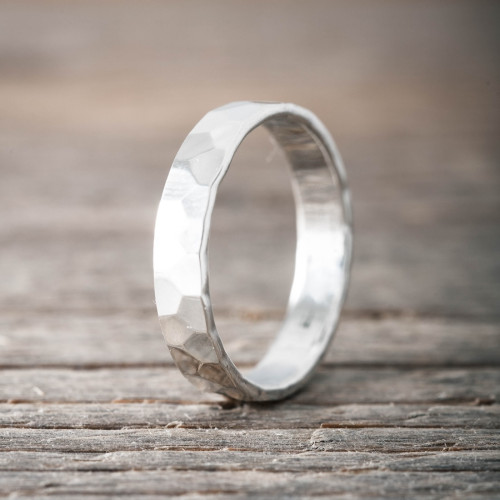 Silver ring hammered