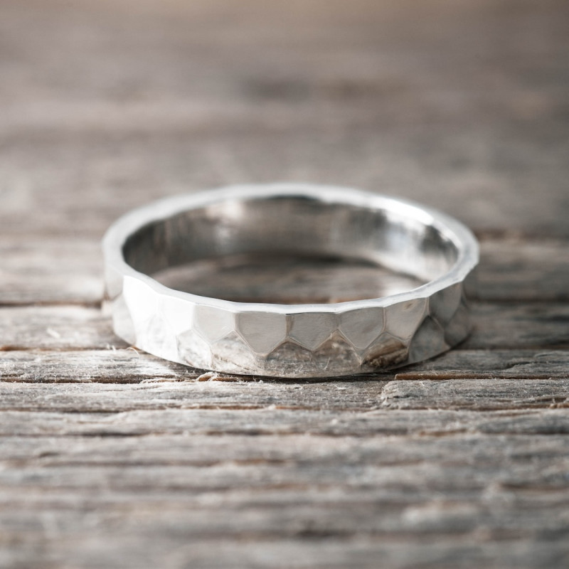 Silver ring hammered