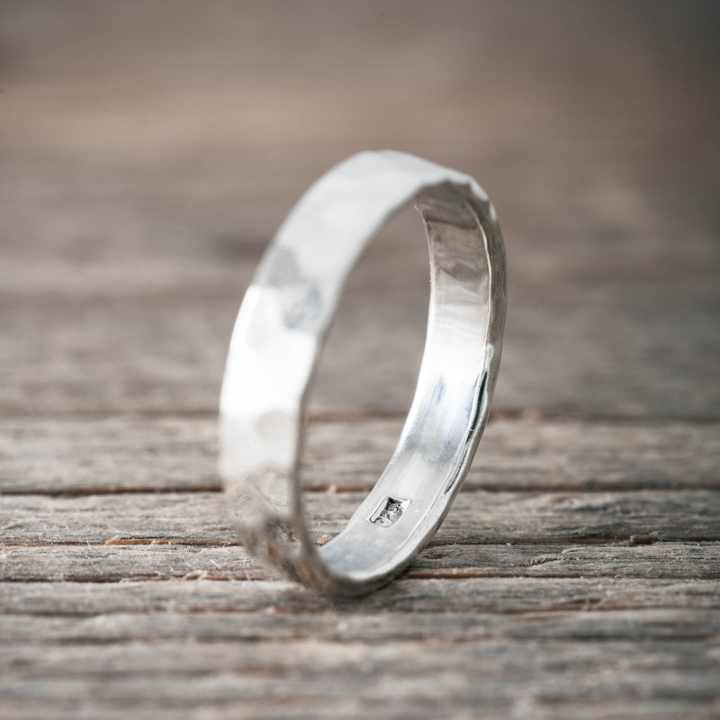Silver ring hammered