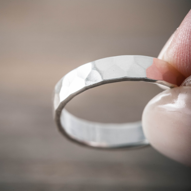 Silver ring hammered