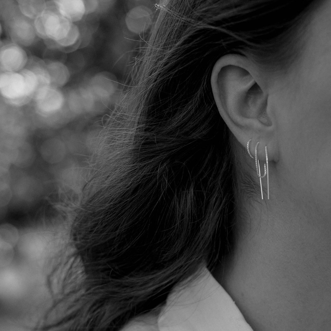 Gold earrings threaded - long chain