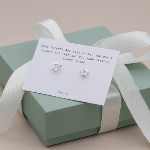 Silver Earrings -Small Open Star