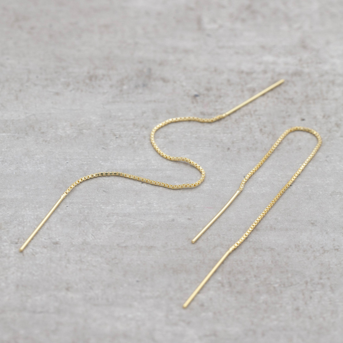 Gold earrings threaded - long chain