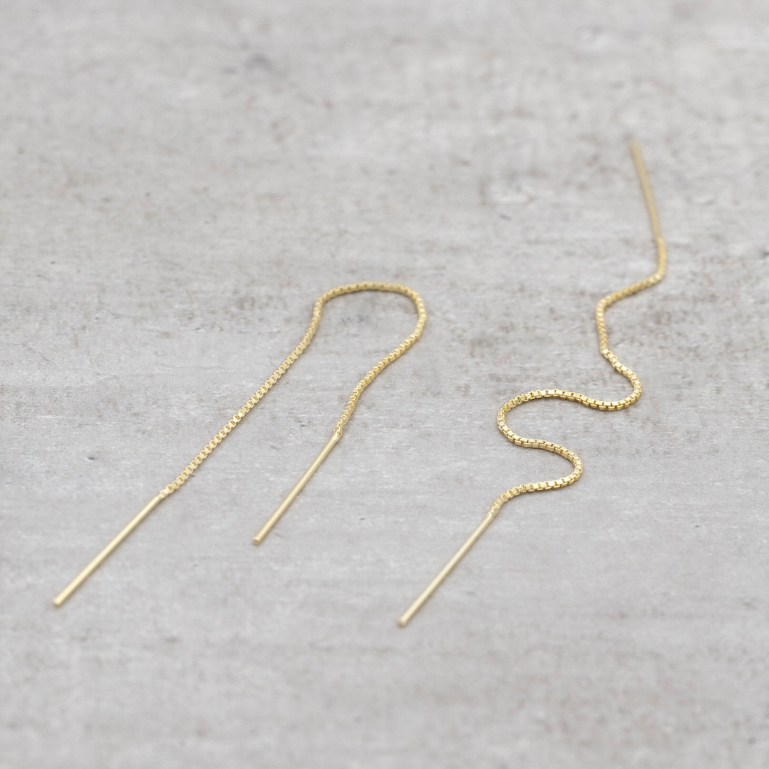 Gold earrings threaded - long chain