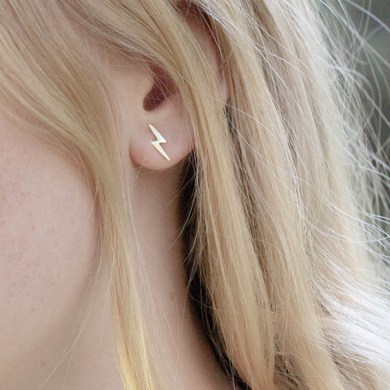 Silver earrings lightningbolt