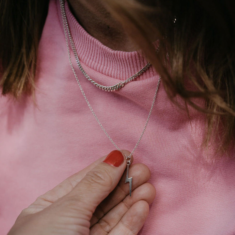 Silver Necklace -Lightning Bolt