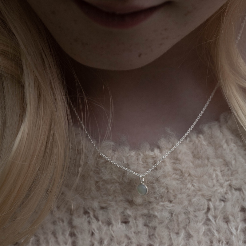 Silverhalsband Vit månsten