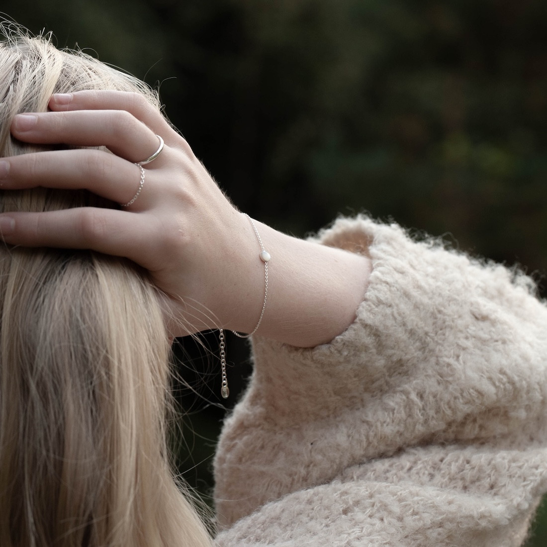 Silverarmband Vit månsten