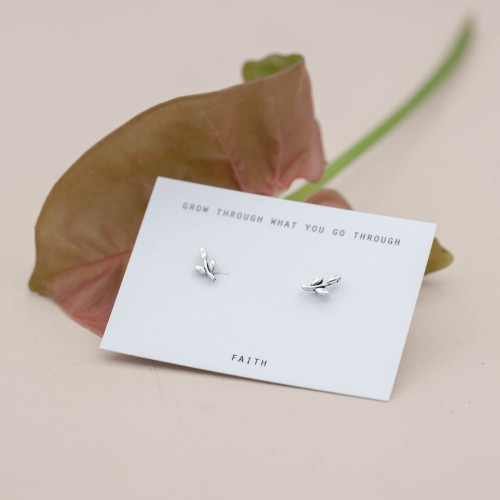 Silver earrings Tree of life - leaf