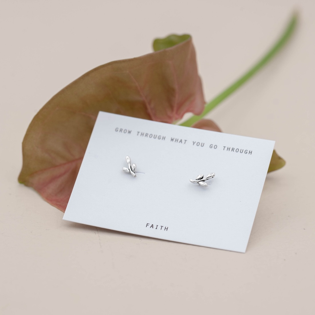 Silver earrings Tree of life - leaf