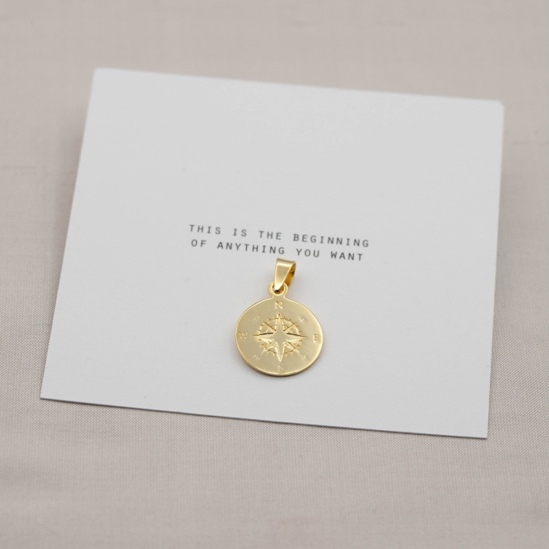 gold pendant big compass