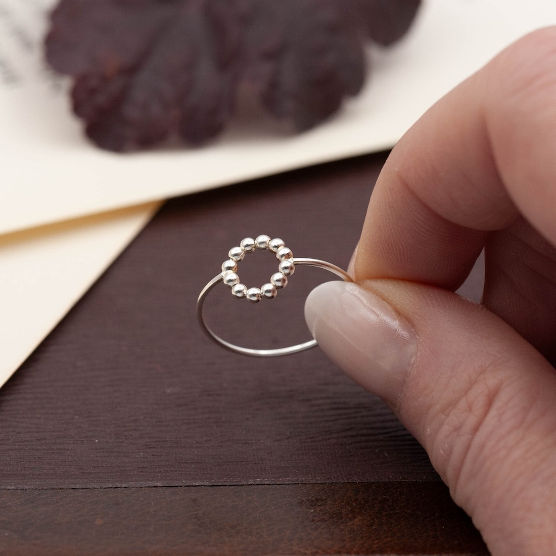 Silver ring circle with dots