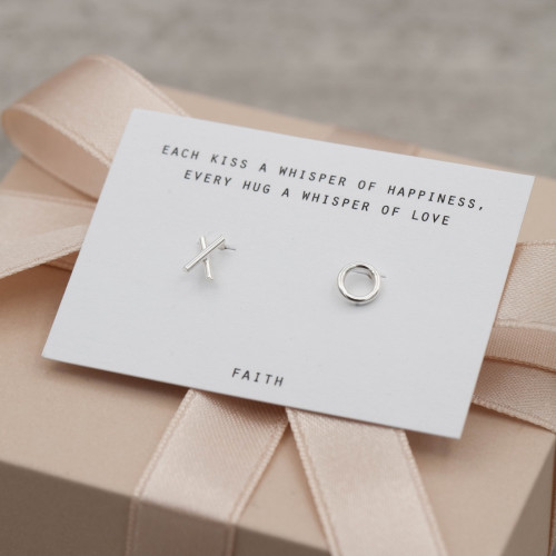 Silver ear studs X O
